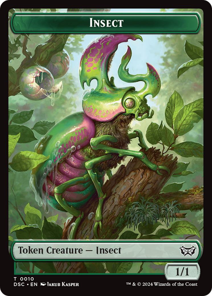 Wurm (0019) // Insect (0010) Double-Sided Token [Duskmourn: House of Horror Commander Tokens] | Odin's Place