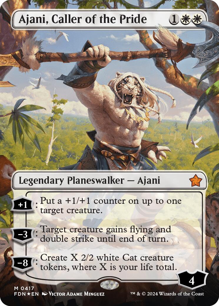 Ajani, Caller of the Pride (Borderless) (Mana Foil) [Foundations] | Odin's Place
