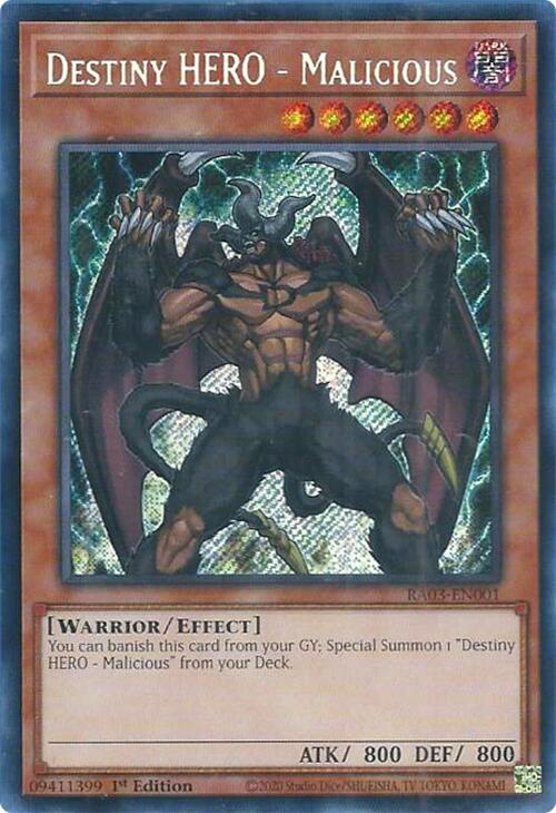 Destiny HERO - Malicious (Secret Rare) [RA03-EN001] Secret Rare | Odin's Place