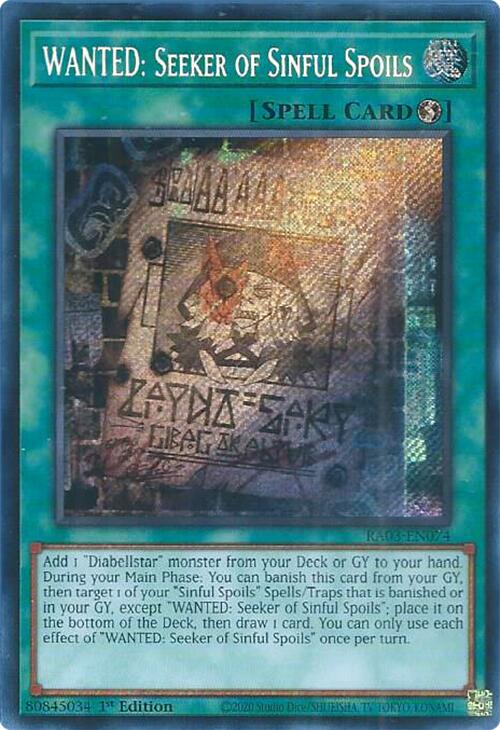 WANTED: Seeker of Sinful Spoils (Secret Rare) [RA03-EN074] Secret Rare | Odin's Place