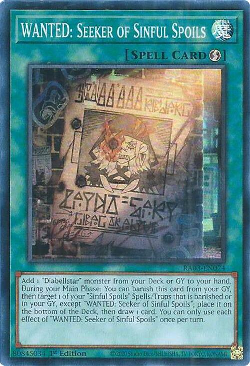 WANTED: Seeker of Sinful Spoils [RA03-EN074] Super Rare | Odin's Place