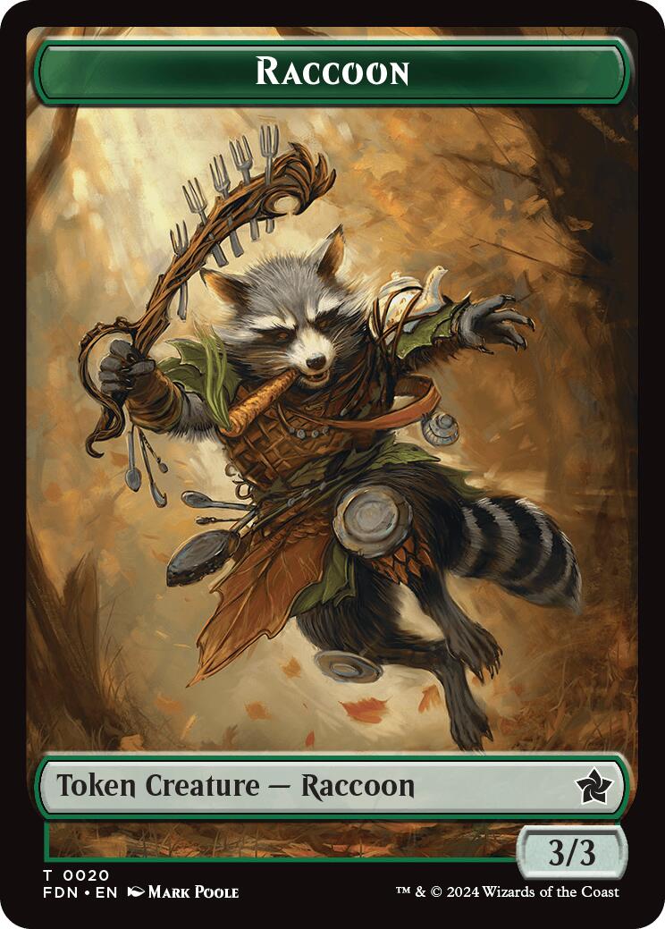 Elf Warrior // Raccoon Doubled-Sided Token [Foundations Tokens] | Odin's Place