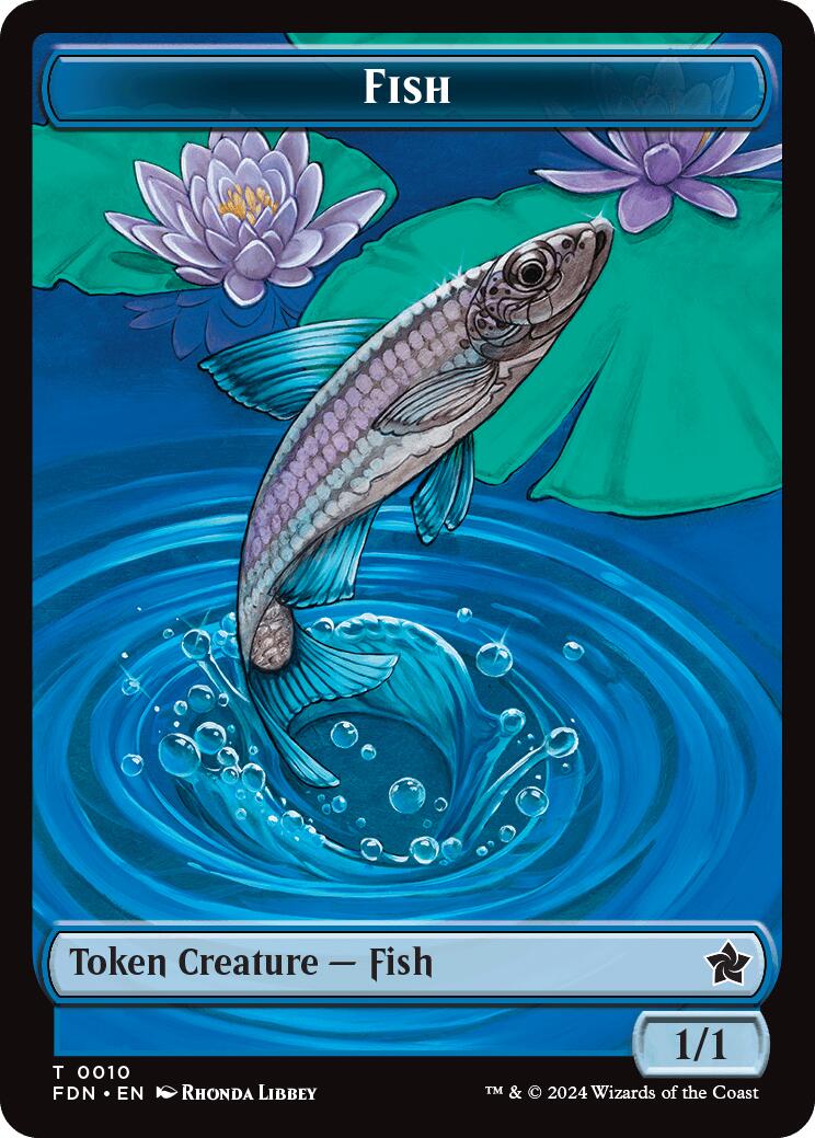 Faerie // Fish Doubled-Sided Token [Foundations Tokens] | Odin's Place