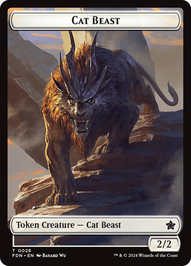 Cat Beast // Dragon (0017) Double-Sided Token [Foundations Tokens] | Odin's Place