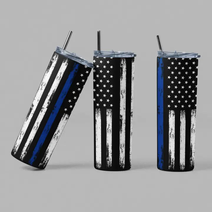 The Geek Boutique: Blue Line Police Support Flag Tumbler | Odin's Place