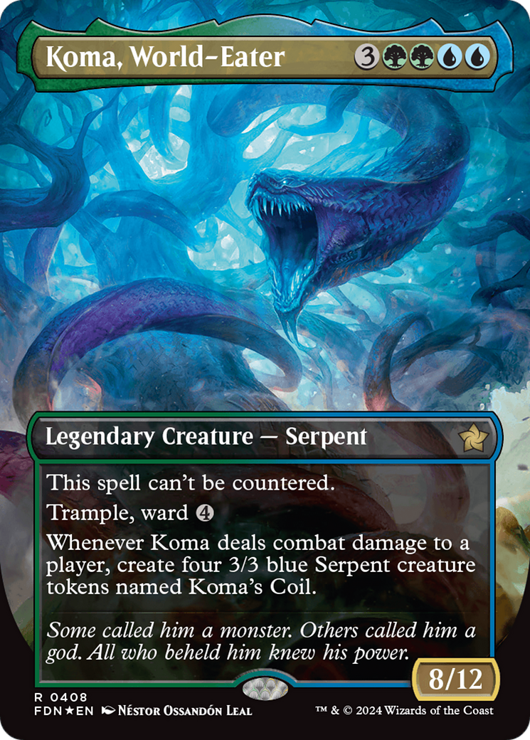 Koma, World-Eater (Borderless) (Mana Foil) [Foundations] | Odin's Place