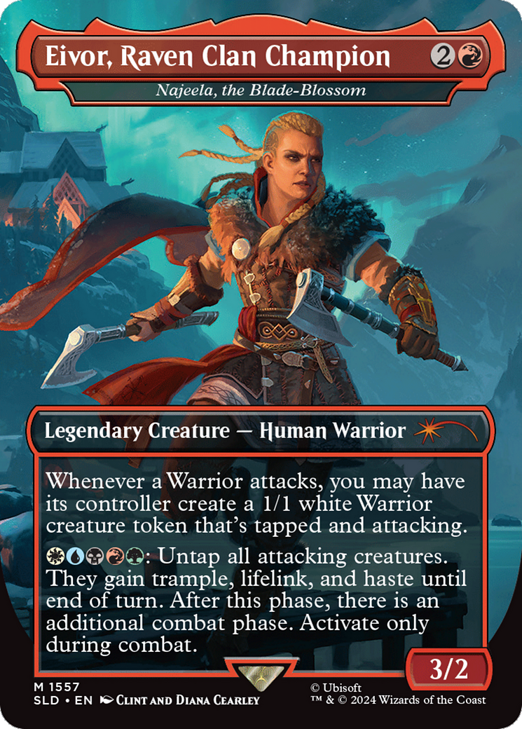 Eivor, Raven Clan Champion - Najeela, the Blade-Blossom (Rainbow Foil) [Secret Lair Drop Series] | Odin's Place
