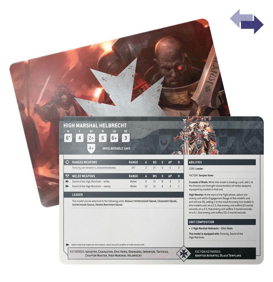 Warhammer 40k: Black Templars Datacards | Odin's Place