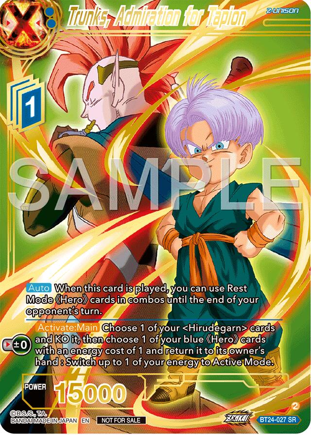 Trunks, Admiration for Tapion (Championship 2024 Finals Zenkai Pack) (Gold Stamped) (BT24-027) [Tournament Promotion Cards] | Odin's Place
