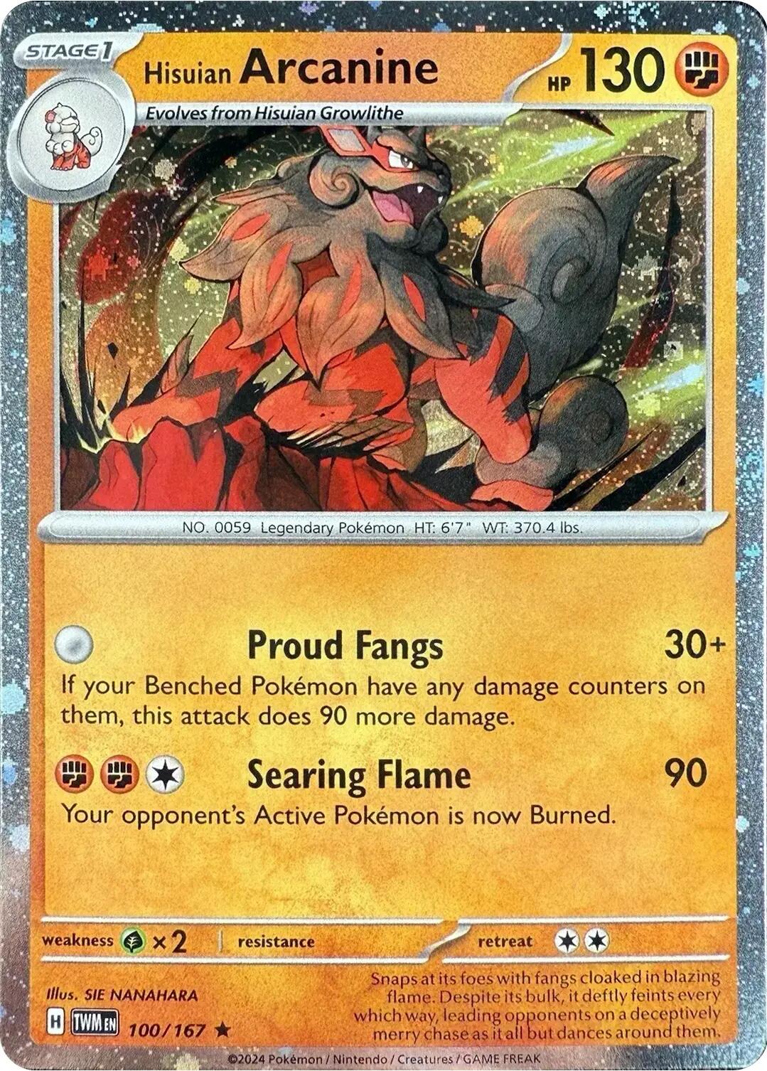 Hisuian Arcanine (100/167) (Cosmos Holo) [Scarlet & Violet: Twilight Masquerade] | Odin's Place