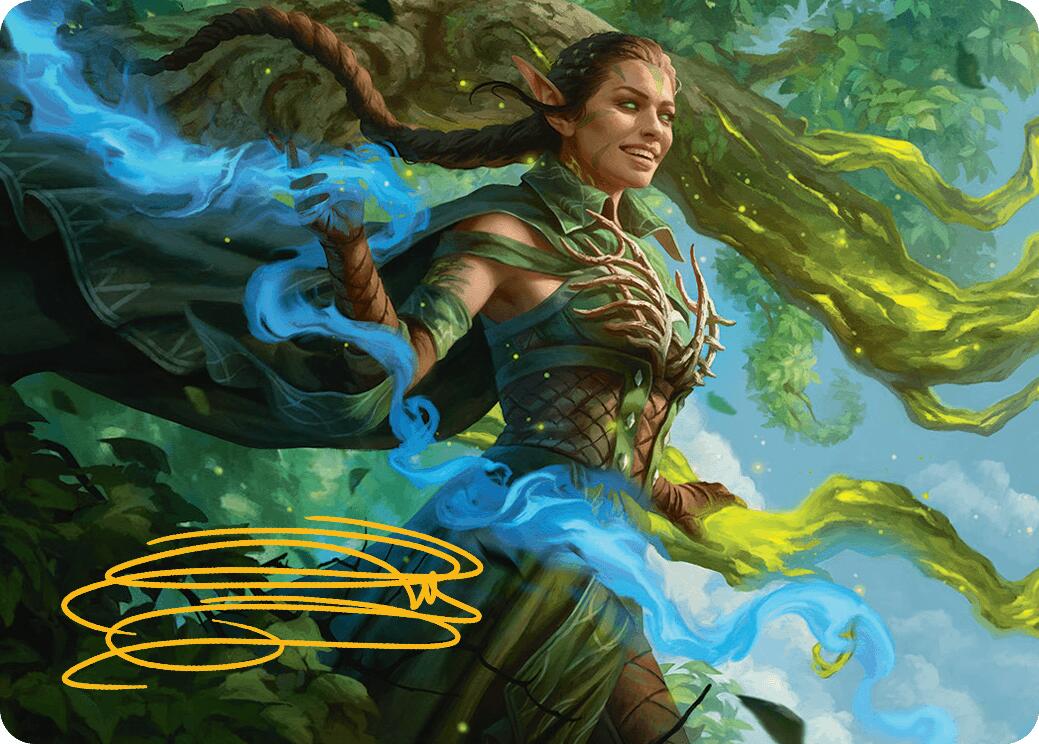 Nissa, Worldsoul Speaker Art Card (Gold-Stamped Signature) [Aetherdrift Art Series] | Odin's Place