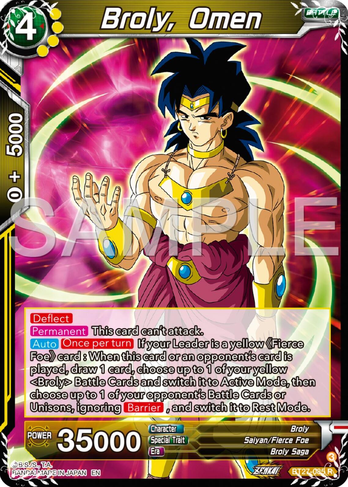 Broly, Omen (BT27-085) [History of Z] | Odin's Place