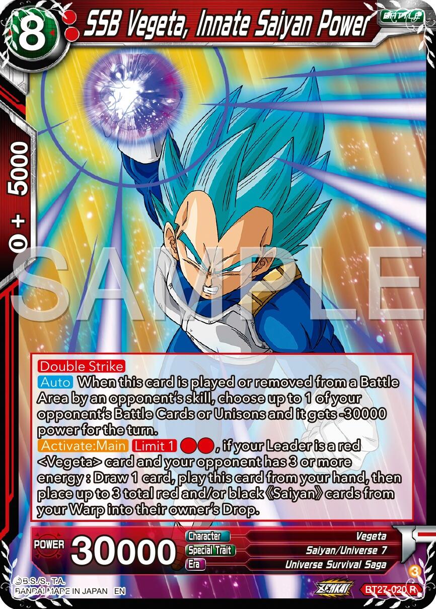 SSB Vegeta, Innate Saiyan Power (BT27-020) [History of Z] | Odin's Place