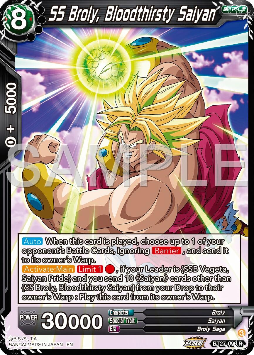 SS Broly, Bloodthirsty Saiyan (BT27-096) [History of Z] | Odin's Place