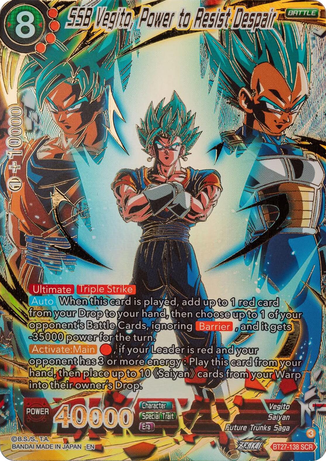 SSB Vegito, Power to Resist Despair (BT27-138) [History of Z] | Odin's Place