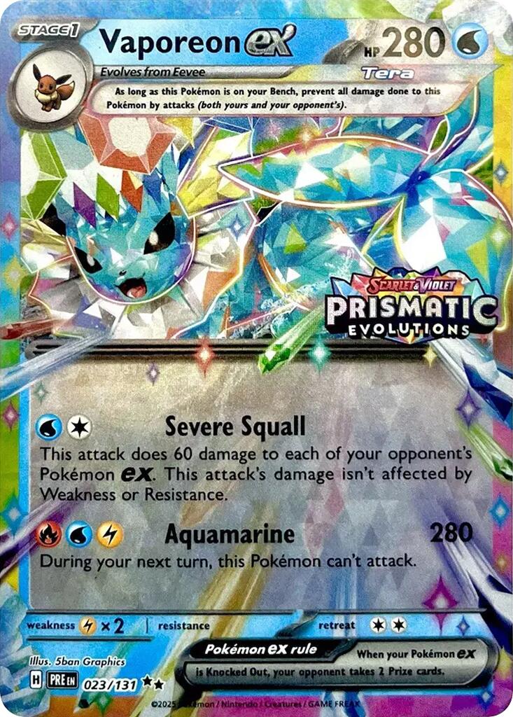 Vaporeon ex (023/131) (Prismatic Evolutions Stamp) [Scarlet & Violet: Prismatic Evolutions] | Odin's Place