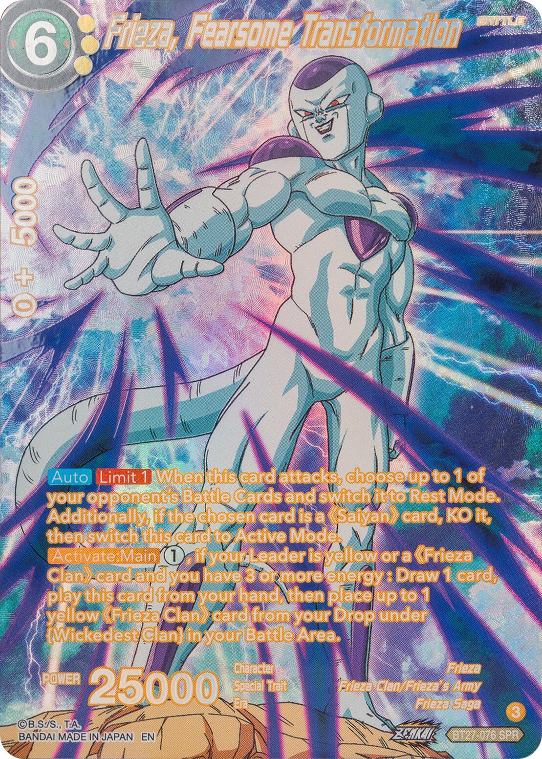 Frieza, Fearsome Transformation (SPR) (BT27-076) [History of Z] | Odin's Place