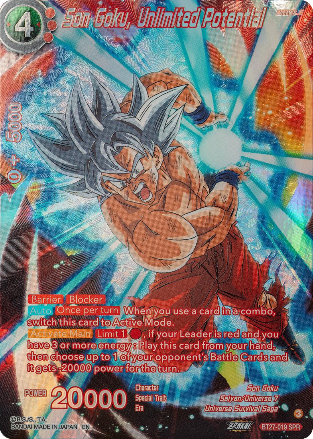 Son Goku, Unlimited Potential (SPR) (BT27-019) [History of Z] | Odin's Place