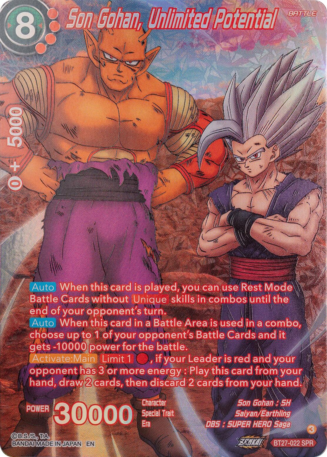 Son Gohan, Unlimited Potential (SPR) (BT27-022) [History of Z] | Odin's Place
