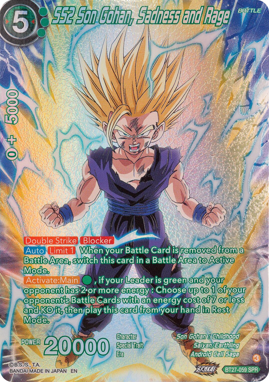SS2 Son Gohan, Sadness and Rage (SPR) (BT27-059) [History of Z] | Odin's Place