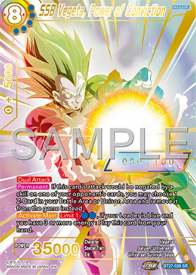 SSB Vegeta, Power of Conviction (Serial Numbered) (BT27-039) [History of Z] | Odin's Place