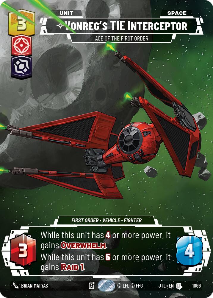 Vonreg's TIE Interceptor - Ace of the First Order (1066) (Prestige Foil) (1066) [Jump to Lightspeed] | Odin's Place