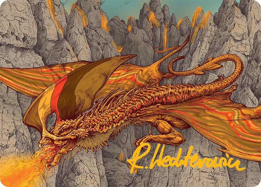 Magmatic Hellkite Art Card (34/54) (Gold-Stamped Signature) [Tarkir: Dragonstorm Art Series] | Odin's Place