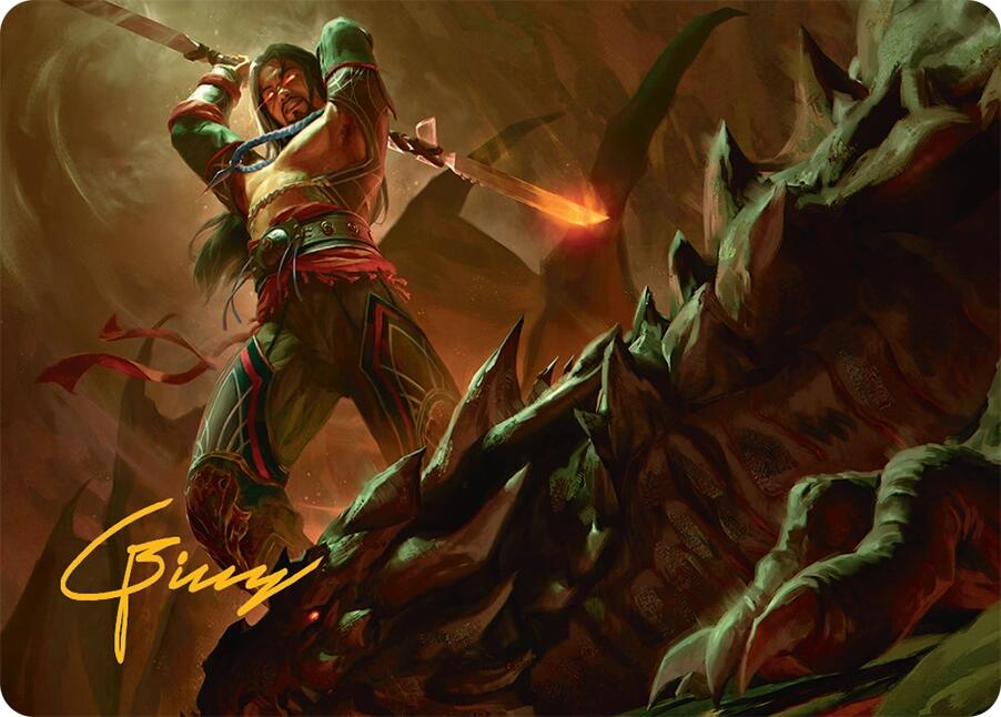 Sarkhan's Resolve Art Card (18/54) (Gold-Stamped Signature) [Tarkir: Dragonstorm Art Series] | Odin's Place
