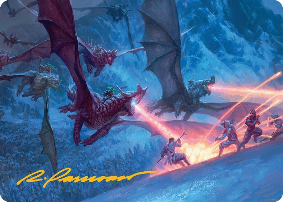 Dragonback Assault Art Card (22/54) (Gold-Stamped Signature) [Tarkir: Dragonstorm Art Series] | Odin's Place