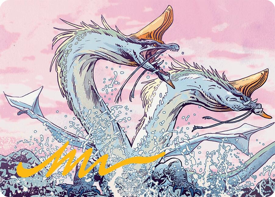 Twinmaw Stormbrood Art Card (39/54) (Gold-Stamped Signature) [Tarkir: Dragonstorm Art Series] | Odin's Place