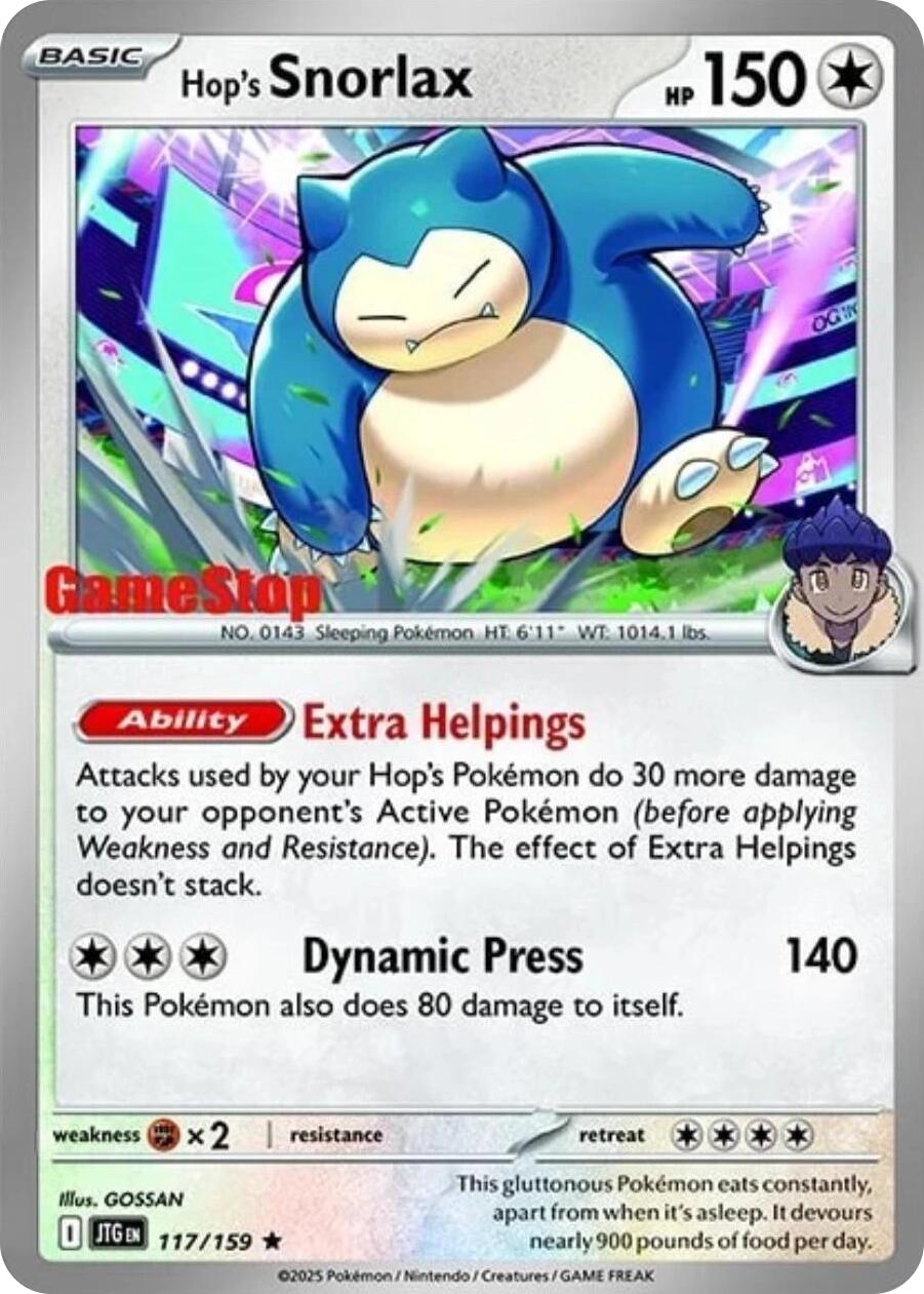 Hop's Snorlax (117/159) (GameStop) (Cosmos Holo) [Scarlet & Violet: Journey Together] | Odin's Place