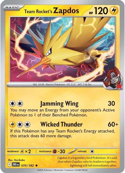 Team Rocket's Zapdos (070/182) [Scarlet & Violet: Destined Rivals] | Odin's Place