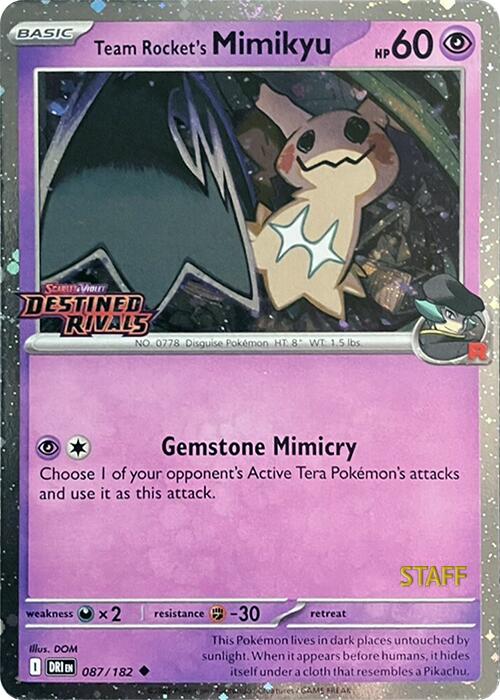 Team Rocket's Mimikyu (087/182) (Prerelease Staff) [Scarlet & Violet: Destined Rivals] | Odin's Place