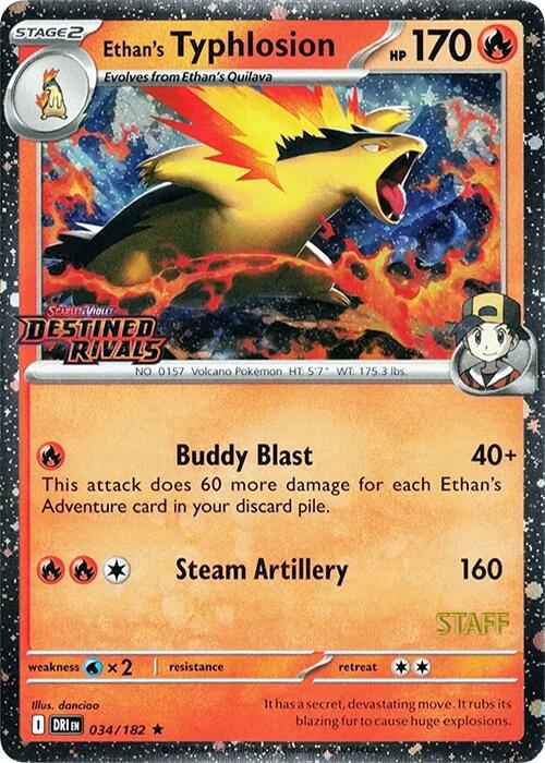 Ethan's Typhlosion (034/182) (Prerelease Staff) [Scarlet & Violet: Destined Rivals] | Odin's Place