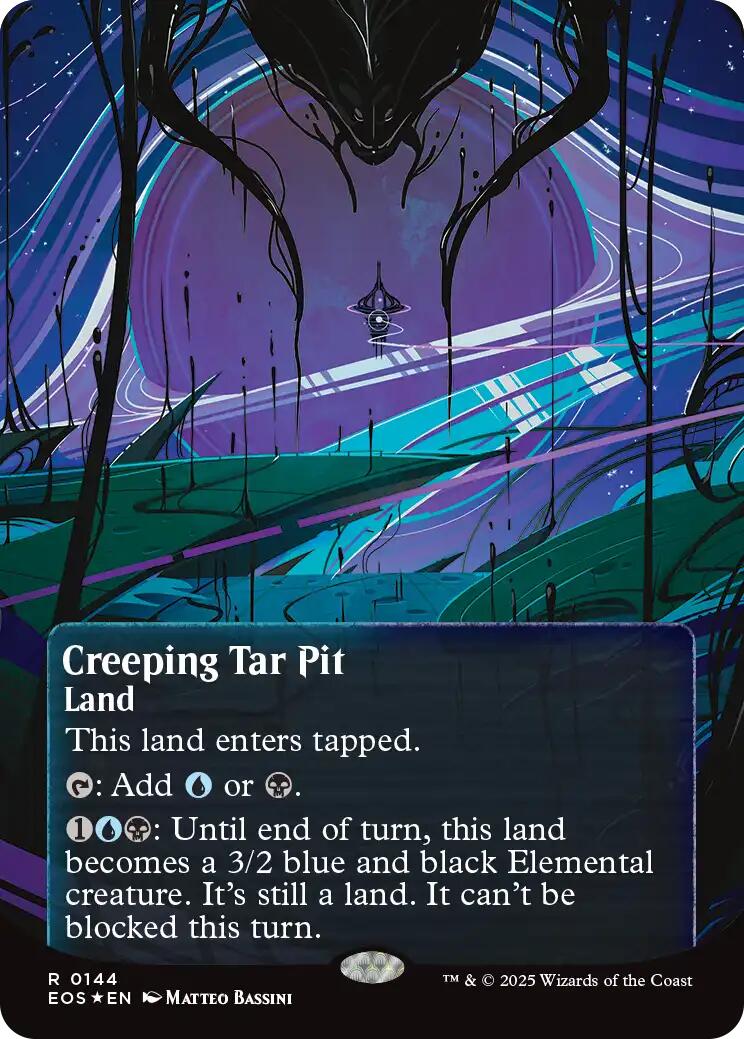 Creeping Tar Pit (0144) (Borderless) (Galaxy Foil) [Edge of Eternities: Stellar Sights] | Odin's Place
