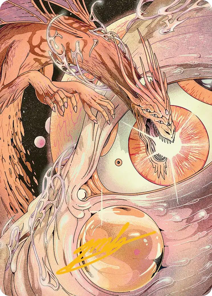 Nova Hellkite Art Card (40/54) (Gold-Stamped Signature) [Edge of Eternities Art Series] | Odin's Place