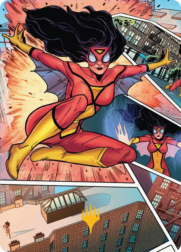 Spider-Woman, Stunning Savior Art Card (Gold-Stamped Planeswalker Symbol) [Marvel's Spider-Man Art Series] | Odin's Place
