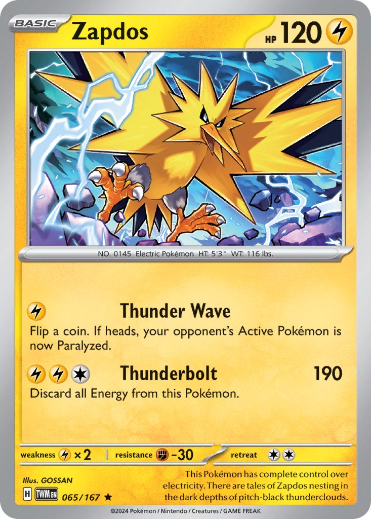 Zapdos (065/167) [Scarlet & Violet: Twilight Masquerade] | Odin's Place