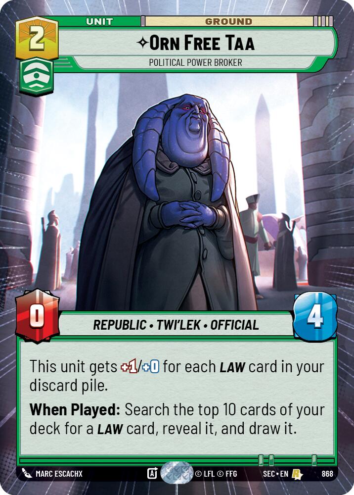 Orn Free Taa - Political Power Broker (Hyperspace Foil) (868) (868) [Secrets of Power] | Odin's Place