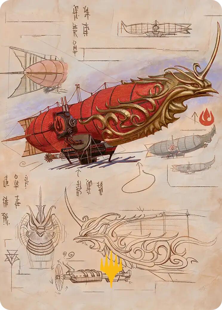 Phoenix Fleet Airship Art Card (Gold-Stamped Planeswalker Symbol) [Avatar: The Last Airbender Art Series] | Odin's Place