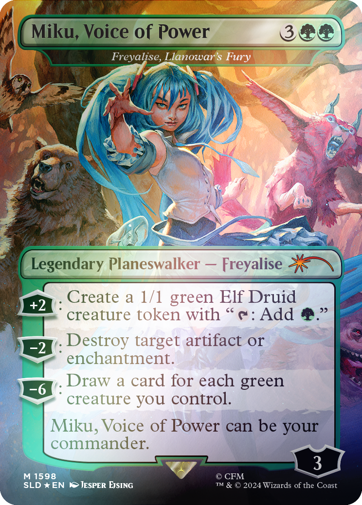 Miku, Voice of Power - Freyalise, Llanowar's Fury (Rainbow Foil) [Secret Lair Drop Series] | Odin's Place