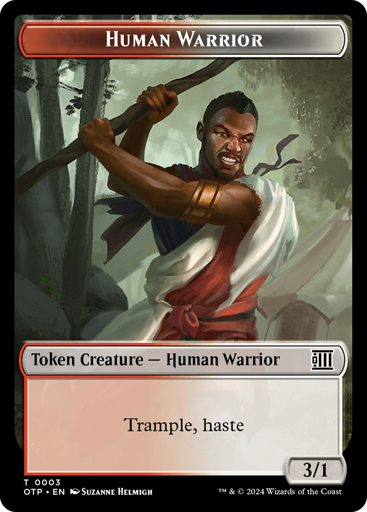 Treasure // Human Warrior Double-Sided Token [Outlaws of Thunder Junction Tokens] | Odin's Place