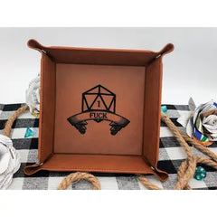 Triangle Treasury: Square Vegan Leatherette Dice Tray - Assorted Colors | Odin's Place