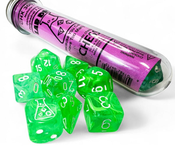 Chessex Lab Dice 9: Nebula Gelatinous/white Polyhedral 7-Die Set (with bonus die) | Odin's Place