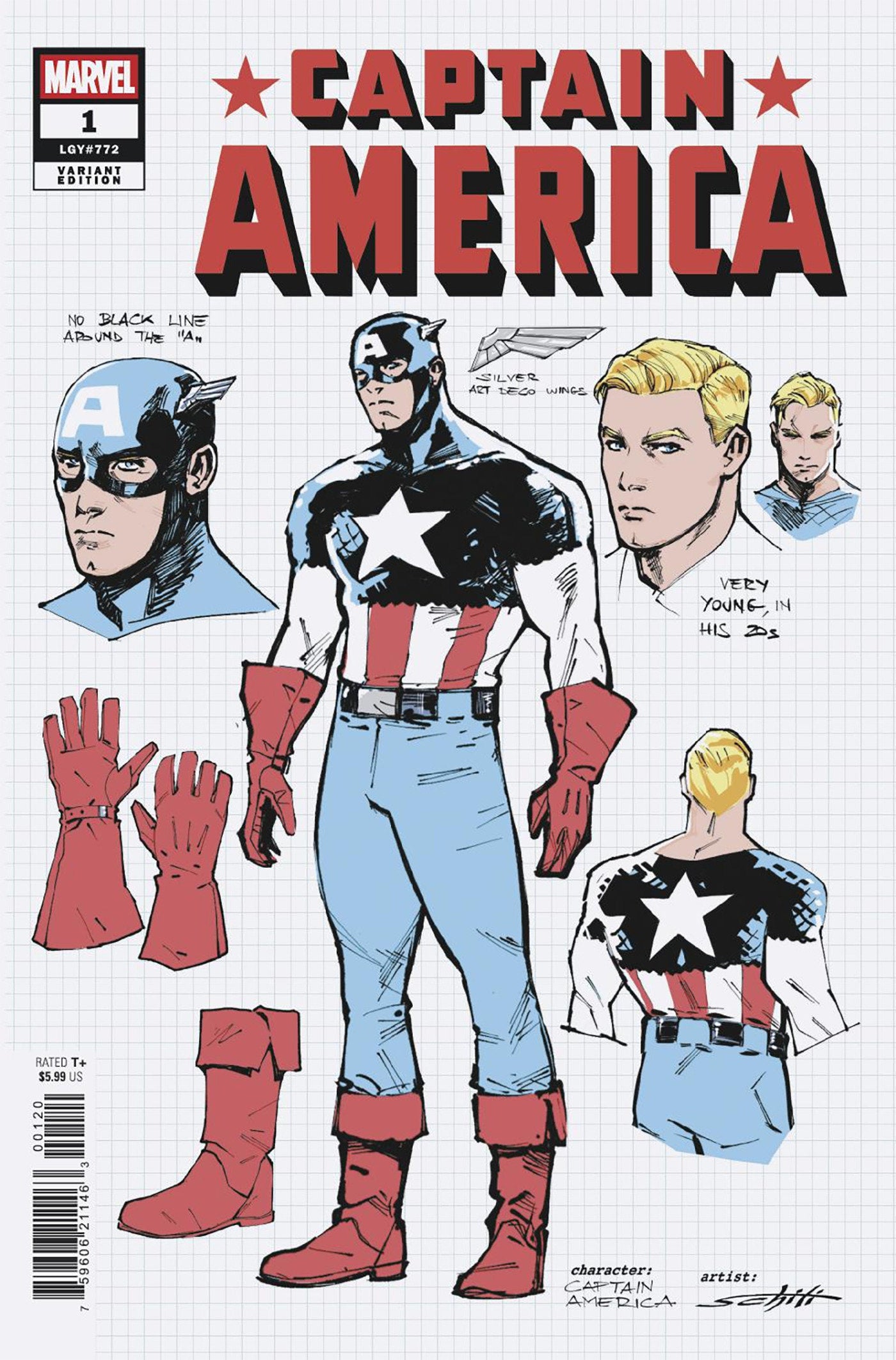 Captain America #1 Valerio Schiti Design Variant | Odin's Place