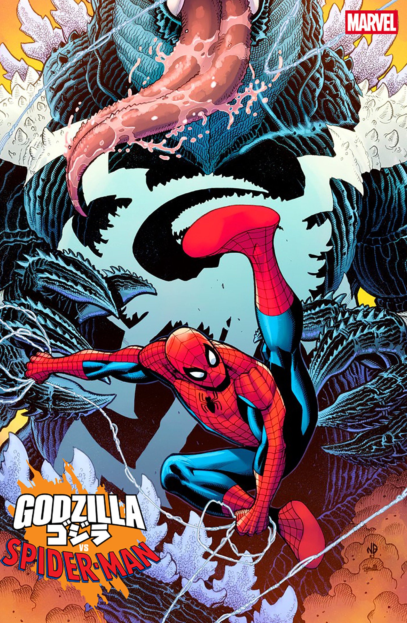 Godzilla vs. Spider-Man #1 Nick Bradshaw Venomized Godzilla Variant | Odin's Place