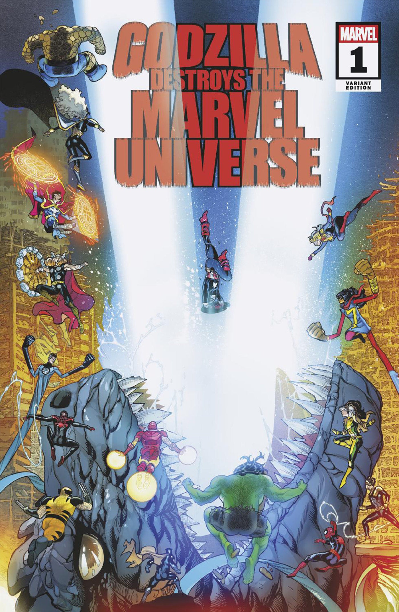 Godzilla Destroys The Marvel Universe #1 Javier Garron Variant | Odin's Place