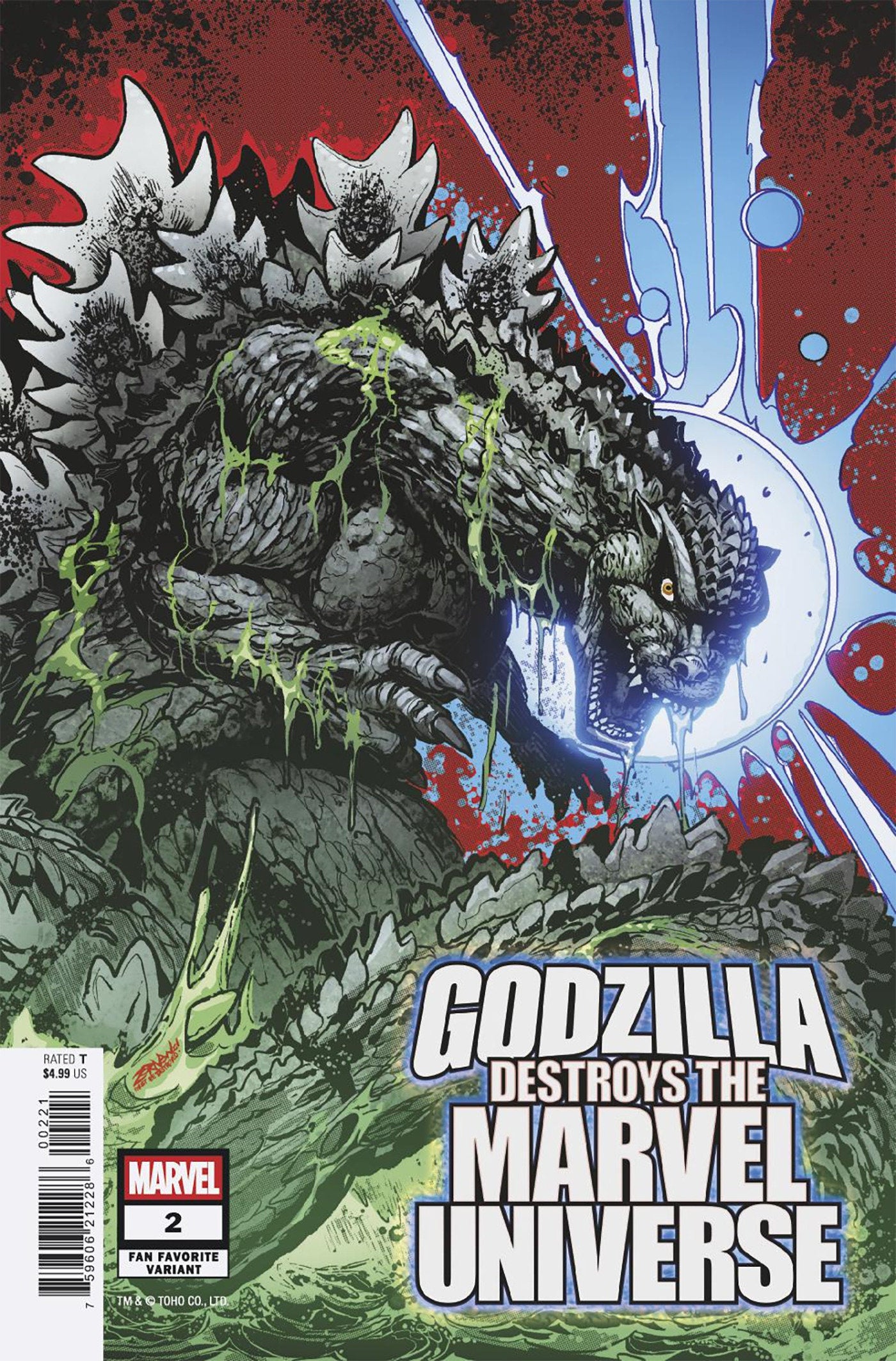 Godzilla Destroys The Marvel Universe #2 Jeff Zornow Fan Favorite Variant | Odin's Place