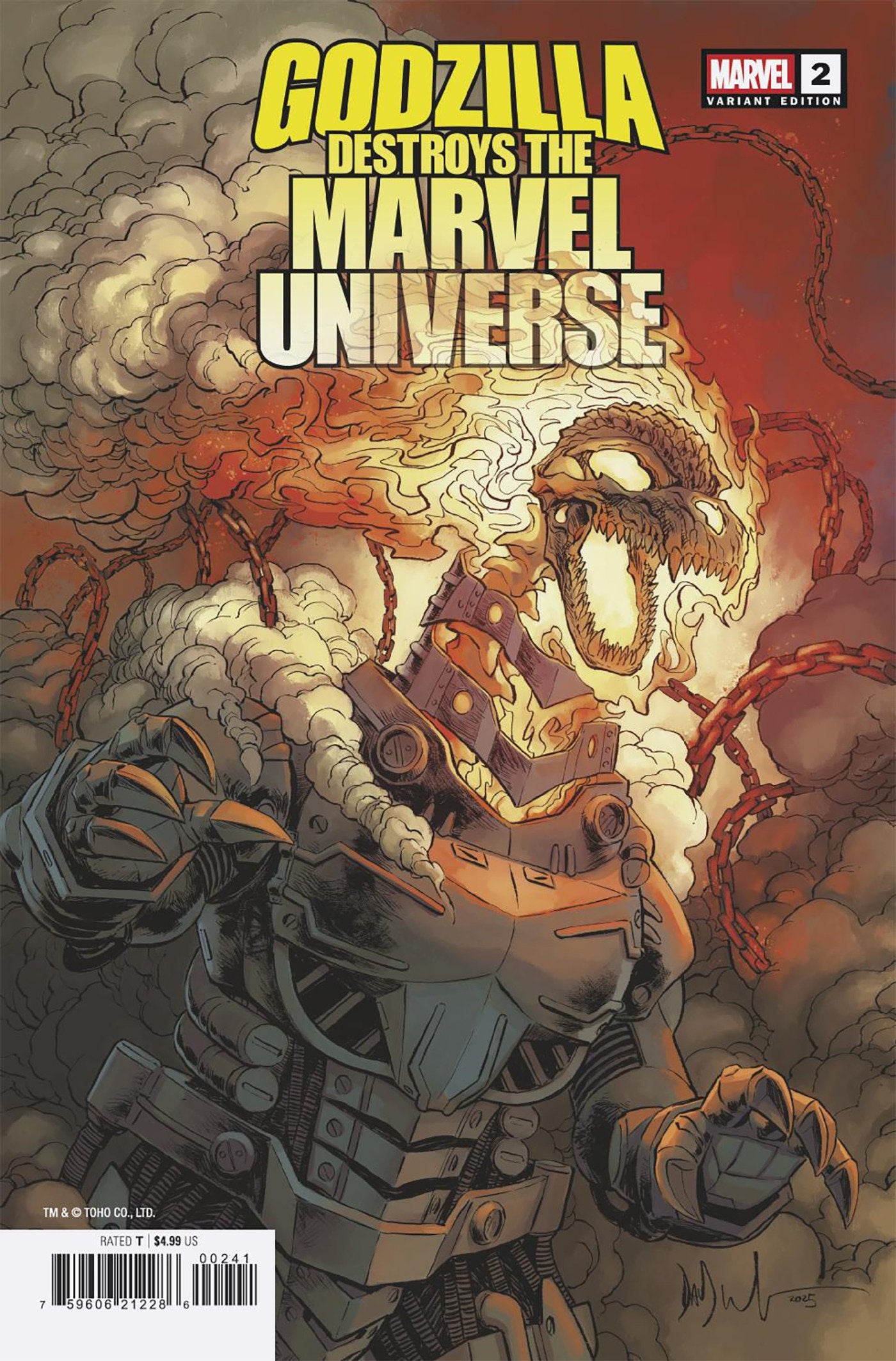 Godzilla Destroys The Marvel Universe #2 Dave Wachter Marvelized Mecha-Ghost Riderzilla Variant | Odin's Place