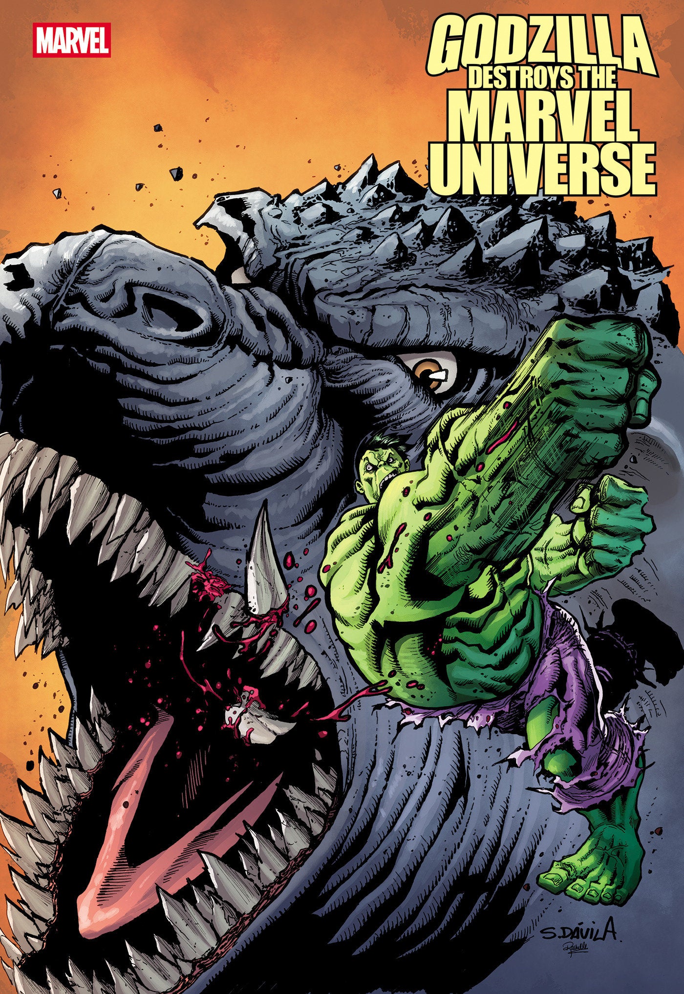 Godzilla Destroys The Marvel Universe #4 Sergio Davila Fan Favorite Variant | Odin's Place